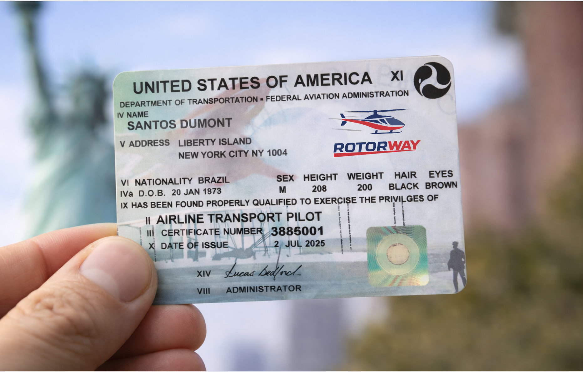 Cartão FAA – Airline Transport Pilot